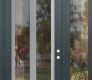 Modern Steel Front Door Diamond C14 48" x 96" anthracite/anthracite clear Glass Panel stainless steel LHI with Sidelite and Transom clear Glass