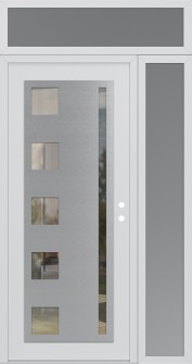 Diamond C3 52" x 96" white/white clear Glass Panel stainless steel LHI with Sidelite and Transom frosted Glass