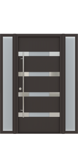 MODERN FRONT STEEL DOOR WITH SIDELITES "AURA" BROWN/WHITE 61 1/16" X 81 11/16" RHI