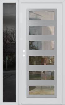 Diamond C9 52" x 80" white/white clear Glass Panel stainless steel RHI with Sidelite mirrored Glass