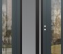 Modern Steel Front Door Diamond C15 64" x 80" anthracite/anthracite frosted Glass Panel black LHI with 2 Sidelites clear Glass