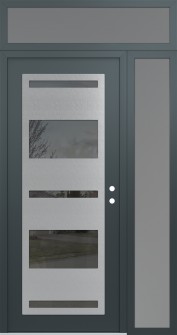 Diamond C10 52" x 96" anthracite/anthracite mirrored Glass Panel stainless steel LHI with Sidelite and Transom frosted Glass