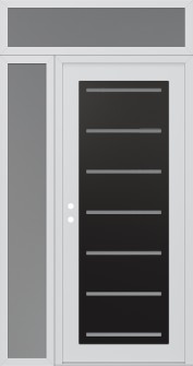 Diamond C11 52" x 96" white/white frosted Glass Panel black RHI with Sidelite and Transom frosted Glass