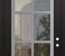 Modern Steel Front Door Diamond C16 36" x 96" black/black clear Glass Panel stainless steel LHI with Transom frosted Glass