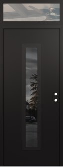 DIAMOND A11 36" X 96" BLACK/BLACK MIRRORED GLASS PANEL BLACK LHI WITH TRANSOM CLEAR GLASS