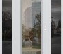 Modern Steel Front Door Diamond C1 60" x 80" white/white clear Glass Panel stainless steel LHI with 2 Sidelites mirrored Glass