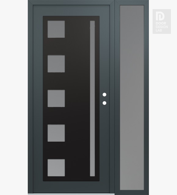 Modern Steel Front Door Diamond C3 50" x 80" anthracite/anthracite frosted Glass Panel black LHI with Sidelite frosted Glass