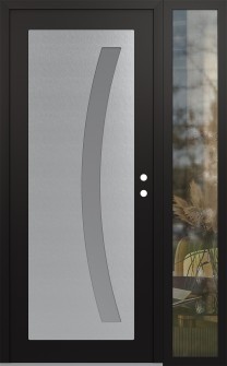 Diamond C4 52" x 80" black/white frosted Glass Panel stainless steel LHI with Sidelite clear Glass