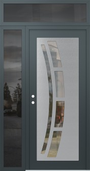 Diamond C12 52" x 96" anthracite/anthracite clear Glass Panel stainless steel RHI with Sidelite and Transom mirrored Glass