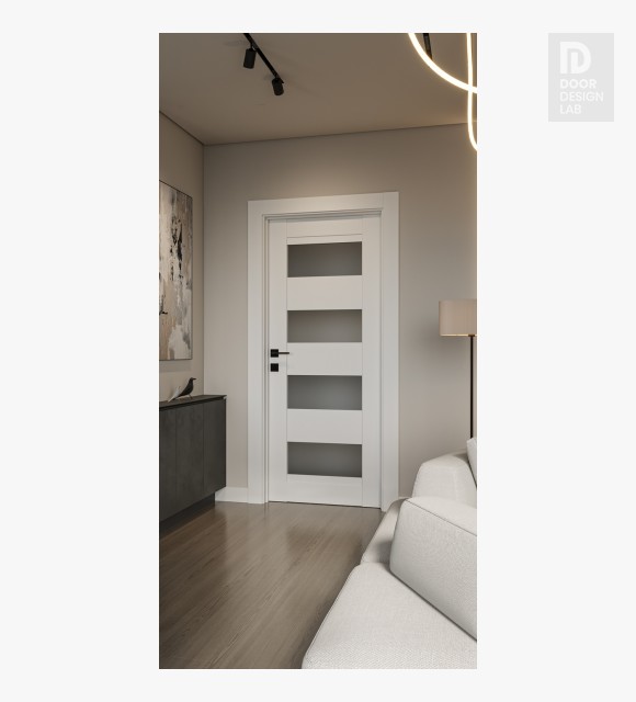 Della Vetro Bianco Noble Modern Interior Door by Belldinni