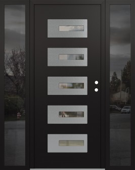 Diamond D6 64" x 80" black/black clear Glass Panel stainless steel LHI with 2 Sidelites mirrored Glass