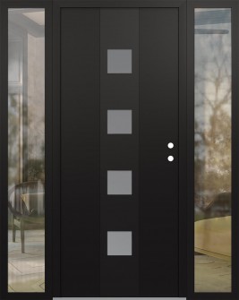 DIAMOND A12 68" X 80" BLACK/WHITE FROSTED GLASS PANEL BLACK LHI WITH 2 SIDELITES CLEAR GLASS