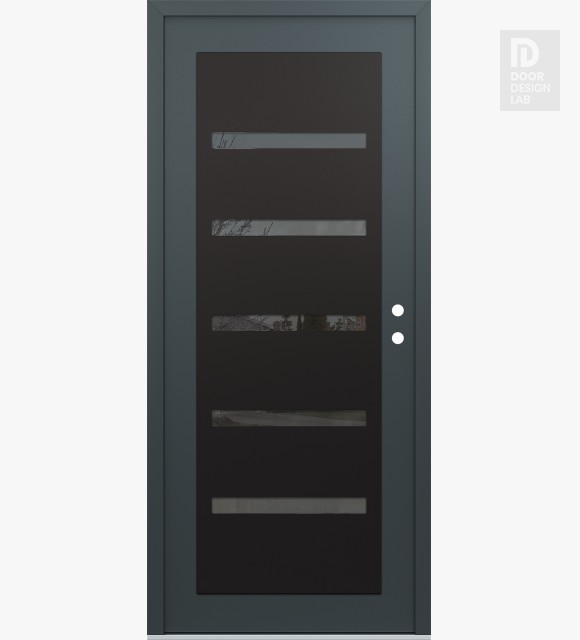 Modern Steel Front Door Diamond C7 36" x 80" anthracite/anthracite mirrored Glass Panel black LHI