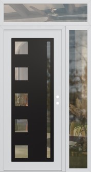 Diamond C3 48" x 96" white/white clear Glass Panel black LHI with Sidelite and Transom clear Glass