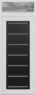 Diamond C11 36" x 96" white/white frosted Glass Panel black LHI with Transom clear Glass