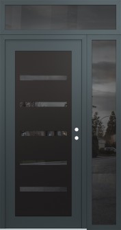 Diamond C7 52" x 96" anthracite/anthracite mirrored Glass Panel black LHI with Sidelite and Transom mirrored Glass