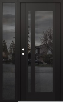Diamond C15 48" x 80" black/black mirrored Glass Panel black RHI with Sidelite mirrored Glass