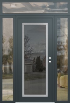 Diamond C1 68" x 96" anthracite/anthracite mirrored Glass Panel stainless steel LHI with 2 Sidelites and Transom clear Glass