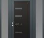 Modern Steel Front Door Diamond C8 64" x 96" anthracite/anthracite mirrored Glass Panel black RHI with 2 Sidelites and Transom frosted Glass