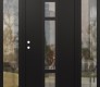 Modern Steel Front Door DIAMOND A9 64" X 80" BLACK/BLACK CLEAR GLASS PANEL BLACK RHI WITH 2 SIDELITES CLEAR GLASS