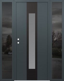 DIAMOND A1 68" X 80" ANTHRACITE/ANTHRACITE FROSTED GLASS PANEL BLACK RHI WITH 2 SIDELITES MIRRORED GLASS