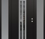 Modern Steel Front Door DIAMOND A8 64" X 80" BLACK/BLACK MIRRORED GLASS PANEL STAINLESS STEEL LHI WITH 2 SIDELITES FROSTED GLASS