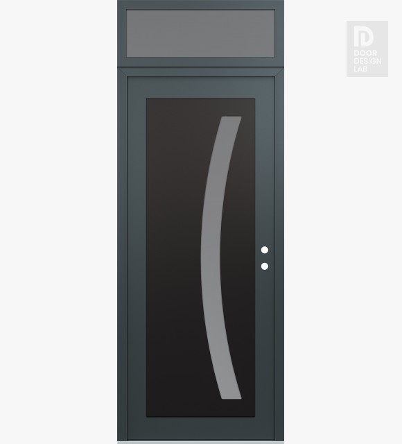 Modern Steel Front Door Diamond C4 36" x 96" anthracite/anthracite frosted Glass Panel black LHI with Transom frosted Glass