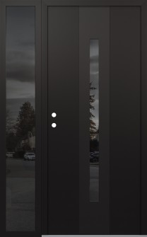 DIAMOND A2 52" X 80" BLACK/BLACK MIRRORED GLASS PANEL BLACK RHI WITH SIDELITE MIRRORED GLASS