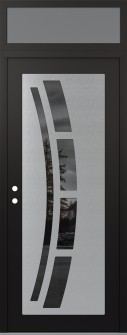 Diamond C12 36" x 96" black/black mirrored Glass Panel stainless steel RHI with Transom frosted Glass