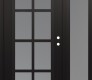 Modern Steel Front Door Diamond C16 50" x 80" black/white frosted Glass Panel black LHI with Sidelite frosted Glass
