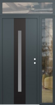 DIAMOND A2 48" X 96" ANTHRACITE/ANTHRACITE FROSTED GLASS PANEL BLACK LHI WITH SIDELITE AND TRANSOM CLEAR GLASS