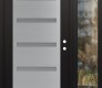 Modern Steel Front Door Diamond C7 48" x 80" black/white frosted Glass Panel stainless steel LHI with Sidelite clear Glass