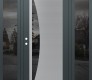 Modern Steel Front Door Diamond C13 68" x 80" anthracite/anthracite mirrored Glass Panel stainless steel RHI with 2 Sidelites mirrored Glass