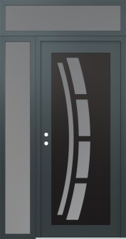 Diamond C12 48" x 96" anthracite/anthracite frosted Glass Panel black RHI with Sidelite and Transom frosted Glass