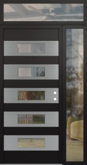 Diamond D5 50" x 96" black/black clear Glass Panel stainless steel LHI with Sidelite and Transom clear Glass