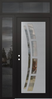 Diamond C12 48" x 96" black/black clear Glass Panel stainless steel RHI with Sidelite and Transom mirrored Glass