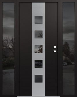 DIAMOND A13 64" X 80" BLACK/BLACK MIRRORED GLASS PANEL STAINLESS STEEL LHI WITH 2 SIDELITES MIRRORED GLASS
