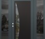 Modern Steel Front Door Diamond C13 64" x 96" anthracite/anthracite clear Glass Panel black RHI with 2 Sidelites and Transom mirrored Glass