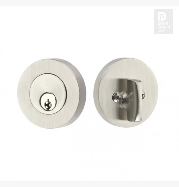 EMTEK MODERN DISC DEADBOLT SINGLE CYLINDER 8423 SATIN NICKEL US 15 for Steel Front Doors