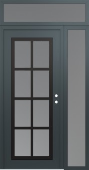 Diamond C16 50" x 96" anthracite/anthracite frosted Glass Panel black LHI with Sidelite and Transom frosted Glass