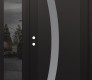 Modern Steel Front Door Diamond C4 48" x 80" black/white frosted Glass Panel black RHI with Sidelite mirrored Glass