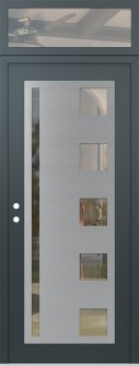 Diamond C3 36" x 96" anthracite/anthracite clear Glass Panel stainless steel RHI with Transom clear Glass