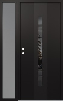 DIAMOND A2 50" X 80" BLACK/BLACK MIRRORED GLASS PANEL BLACK RHI WITH SIDELITE FROSTED GLASS