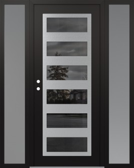 Diamond C9 60" x 80" black/black mirrored Glass Panel stainless steel RHI with 2 Sidelites frosted Glass
