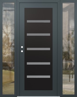 Diamond C7 60" x 80" anthracite/anthracite frosted Glass Panel black RHI with 2 Sidelites clear Glass