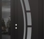 Modern Steel Front Door Diamond C12 52" x 96" black/white frosted Glass Panel black RHI with Sidelite and Transom mirrored Glass