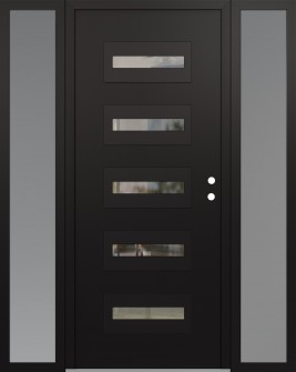 Diamond D4 64" x 80" black/black clear Glass Panel black LHI with 2 Sidelites frosted Glass