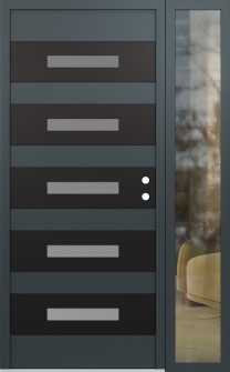 Diamond D9 48" x 80" anthracite/anthracite frosted Glass Panel black LHI with Sidelite clear Glass