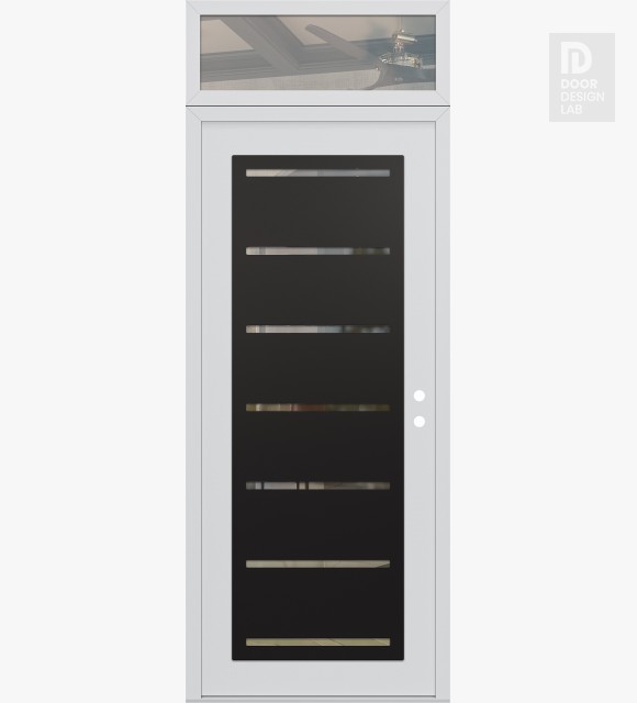 Modern Steel Front Door Diamond C11 36" x 96" white/white clear Glass Panel black LHI with Transom clear Glass