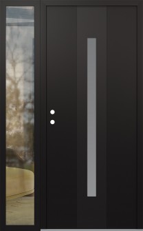 DIAMOND A2 52" X 80" BLACK/WHITE FROSTED GLASS PANEL BLACK RHI WITH SIDELITE CLEAR GLASS